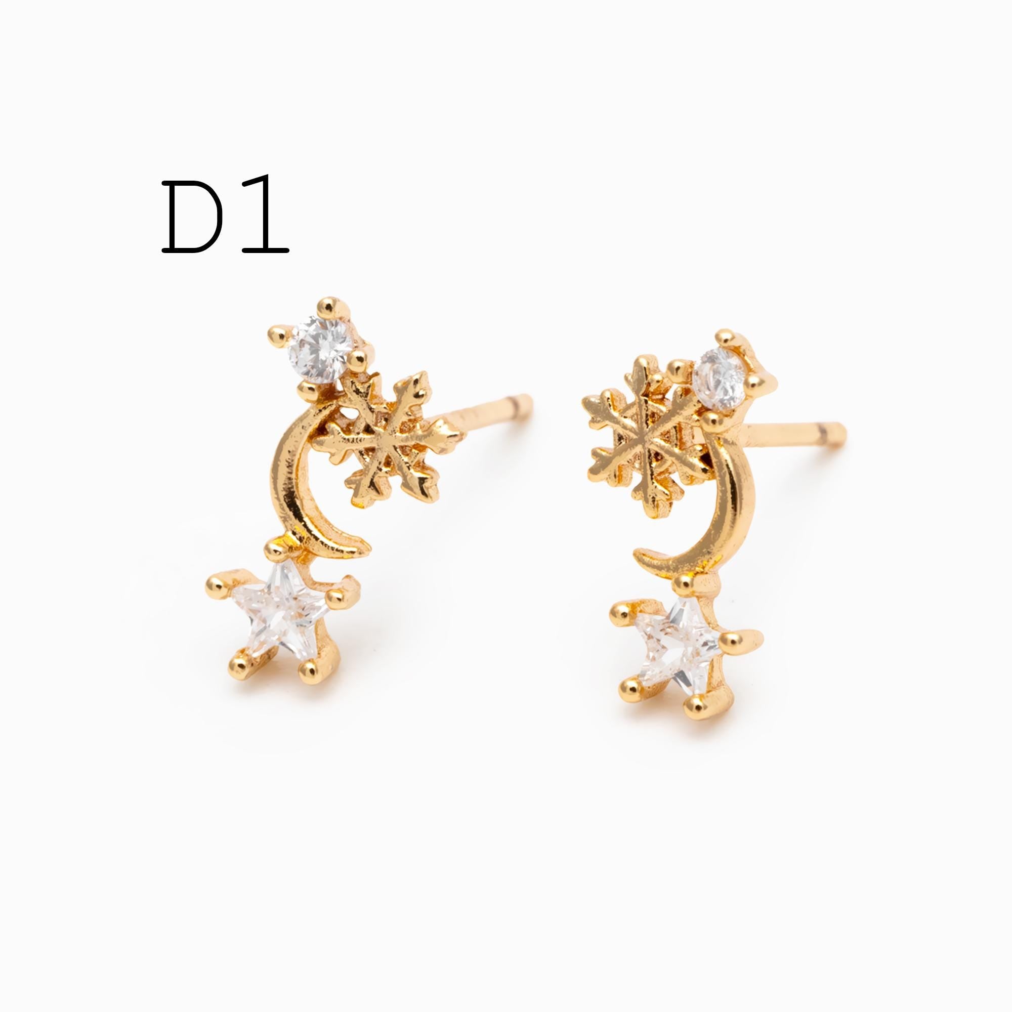 10pcs Gold/ Rhodium plated Brass Christmas Stud Earrings (GB-139)